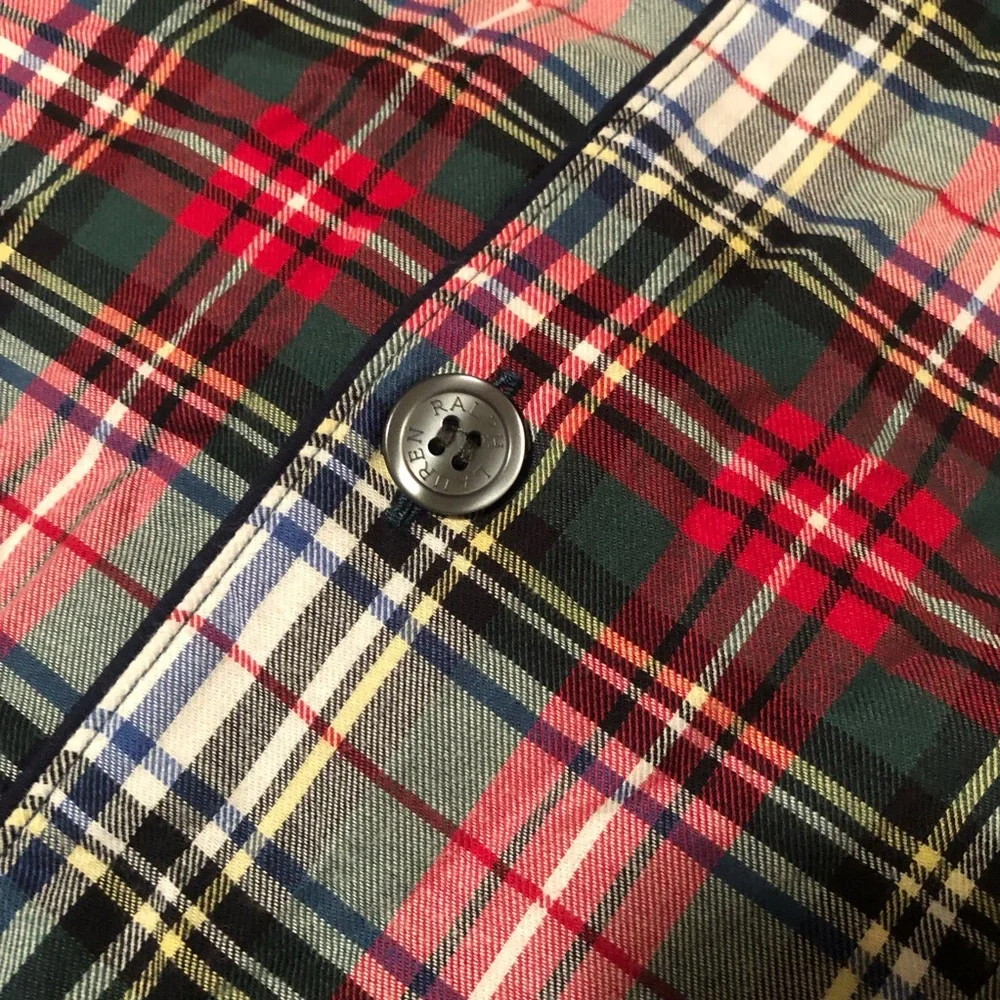 Polo Ralph Lauren Men's Red Plaid Sleep Shirt Pajama Top Size Medium Z16